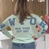 Trui NY mintgroen/blauw