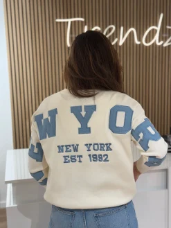 Trui NY roomwit/blauw