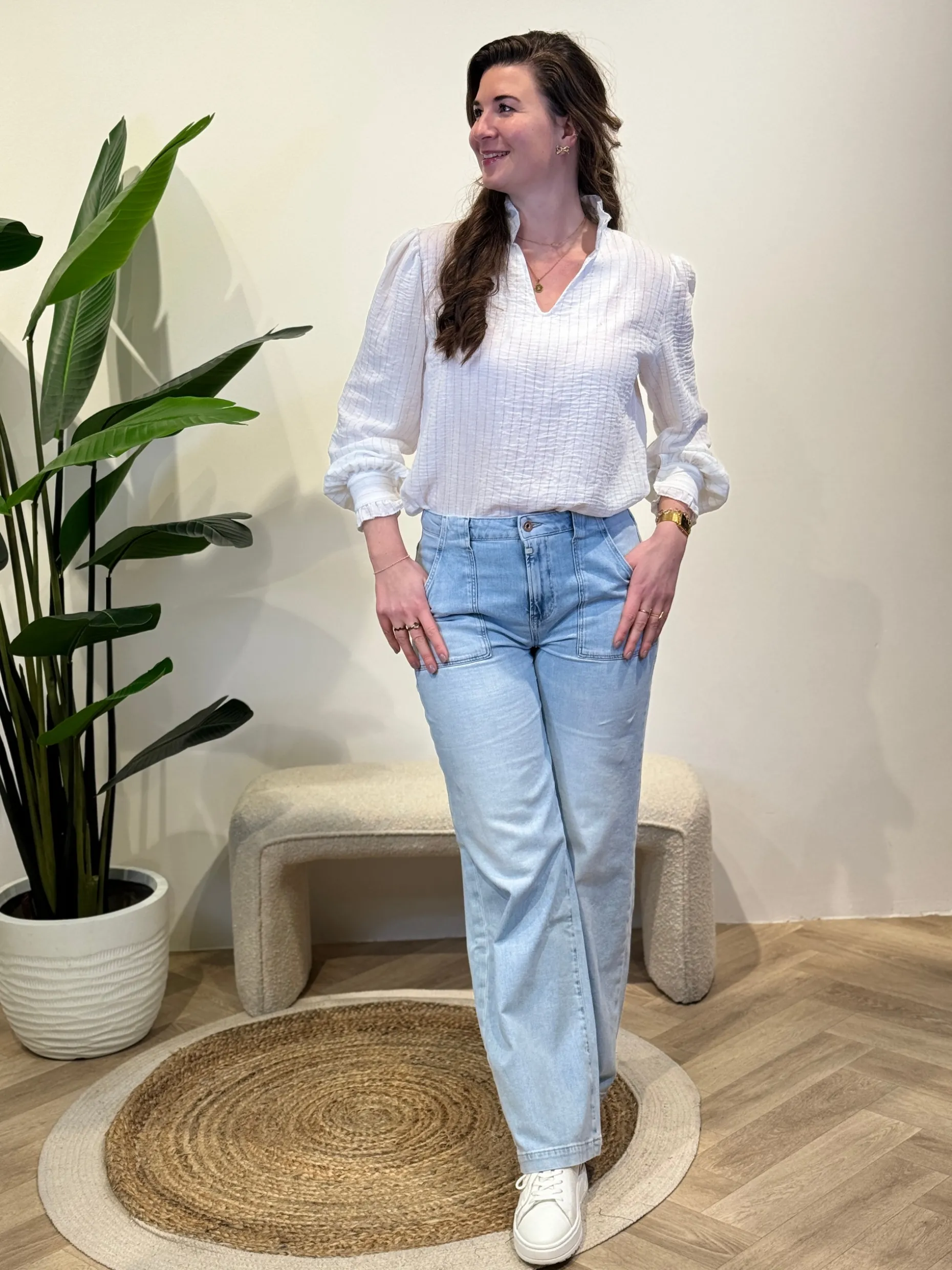 Wide jeans Lulu aqua blue C.O.J. lengte 34